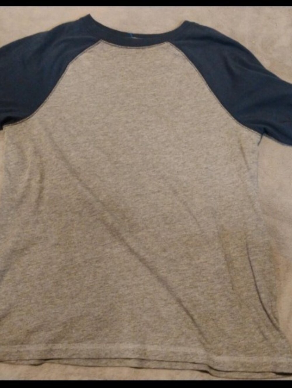 Urban Pipeline Gray Navy Blue Short Sleeve Raglan Baseball Tee - L